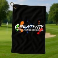 Creativity Is Intelligence Having Fun Golf Towel thumb 1