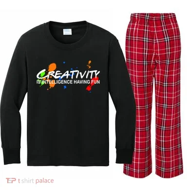 Creativity Is Intelligence Having Fun Kids Long Sleeve Plaid Pajama Set