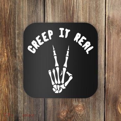 Creep It Real Skeleton Hand Funny Halloween  Coaster