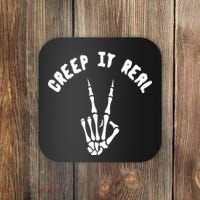 Creep It Real Skeleton Hand Funny Halloween  Coaster thumb 0