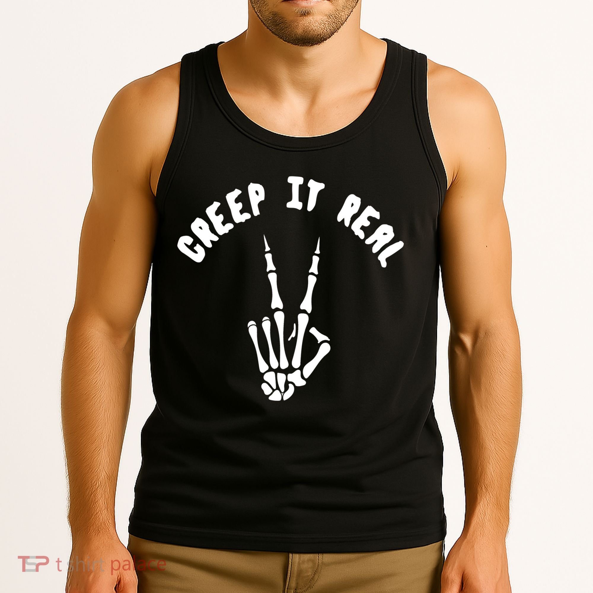 Creep It Real Skeleton Hand Funny Halloween  Tank Top