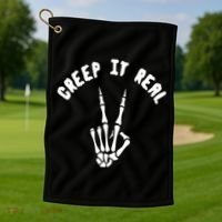 Creep It Real Skeleton Hand Funny Halloween  Golf Towel thumb 1