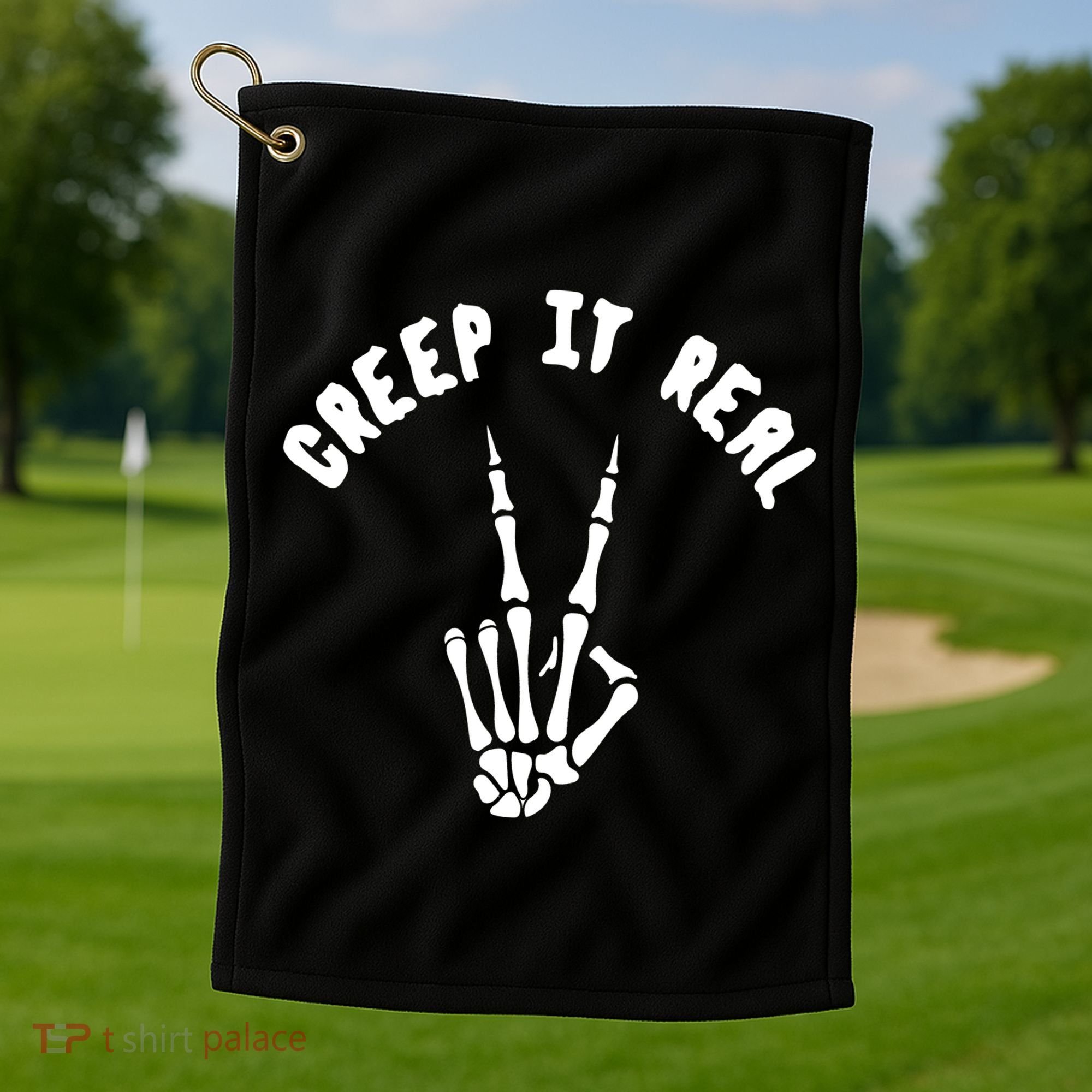 Creep It Real Skeleton Hand Funny Halloween  Golf Towel