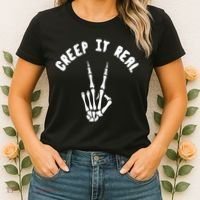 Creep It Real Skeleton Hand Funny Halloween  Women's T-Shirt thumb 2