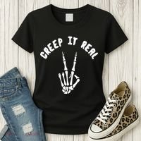Creep It Real Skeleton Hand Funny Halloween  Women's T-Shirt thumb 3