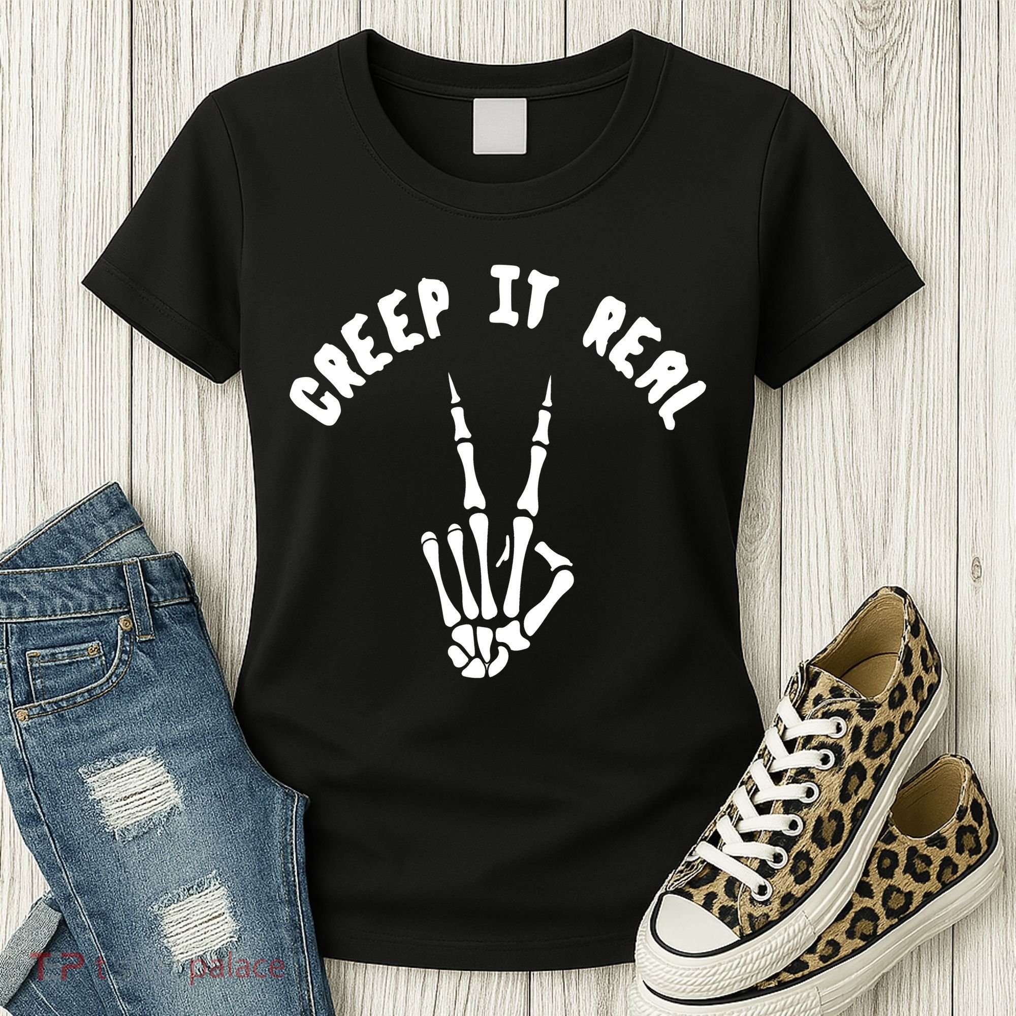 Creep It Real Skeleton Hand Funny Halloween  Women's T-Shirt