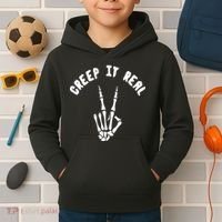 Creep It Real Skeleton Hand Funny Halloween  Kids Hoodie thumb 2