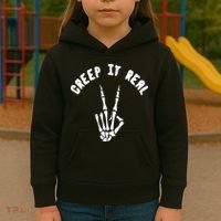 Creep It Real Skeleton Hand Funny Halloween  Kids Hoodie thumb 3