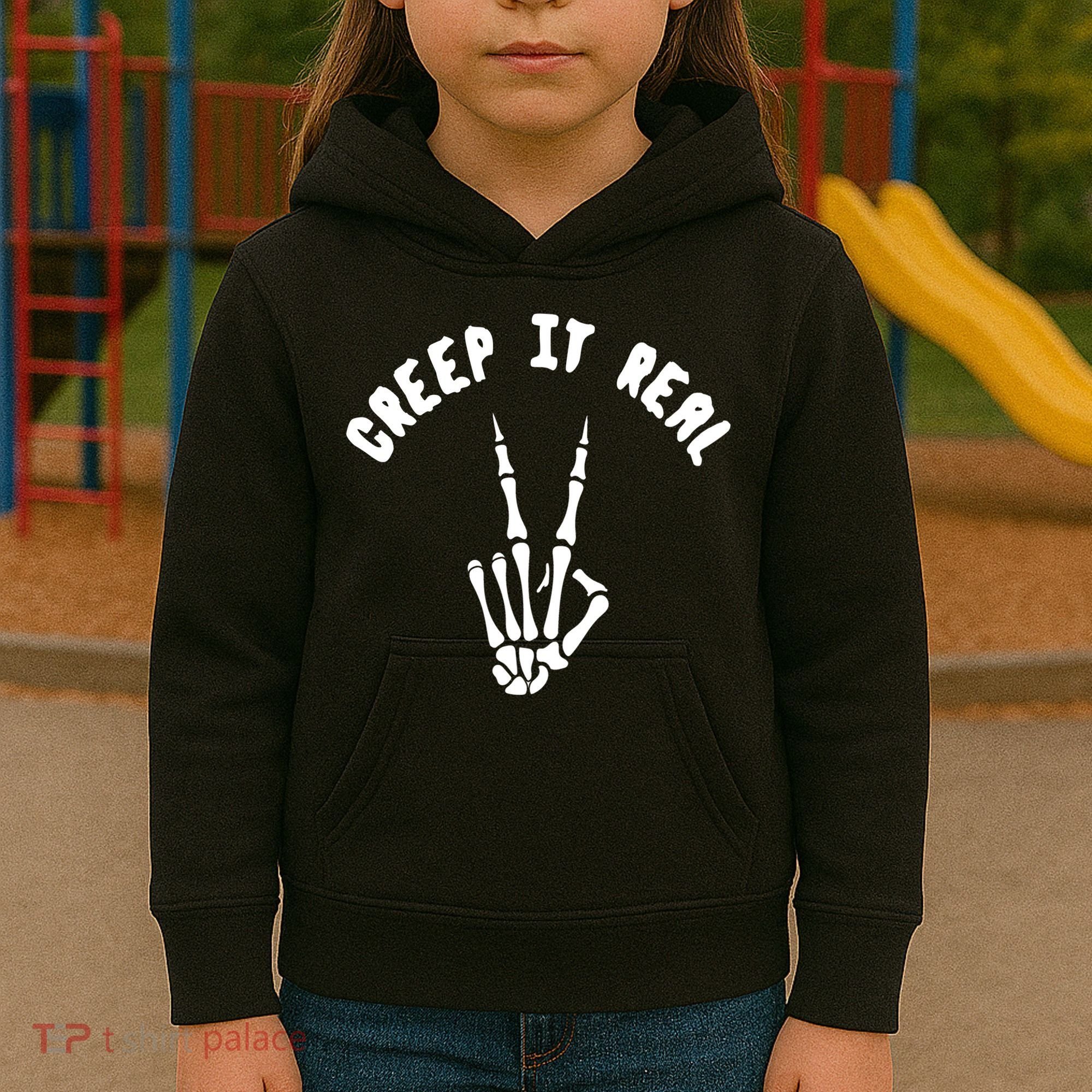 Creep It Real Skeleton Hand Funny Halloween  Kids Hoodie