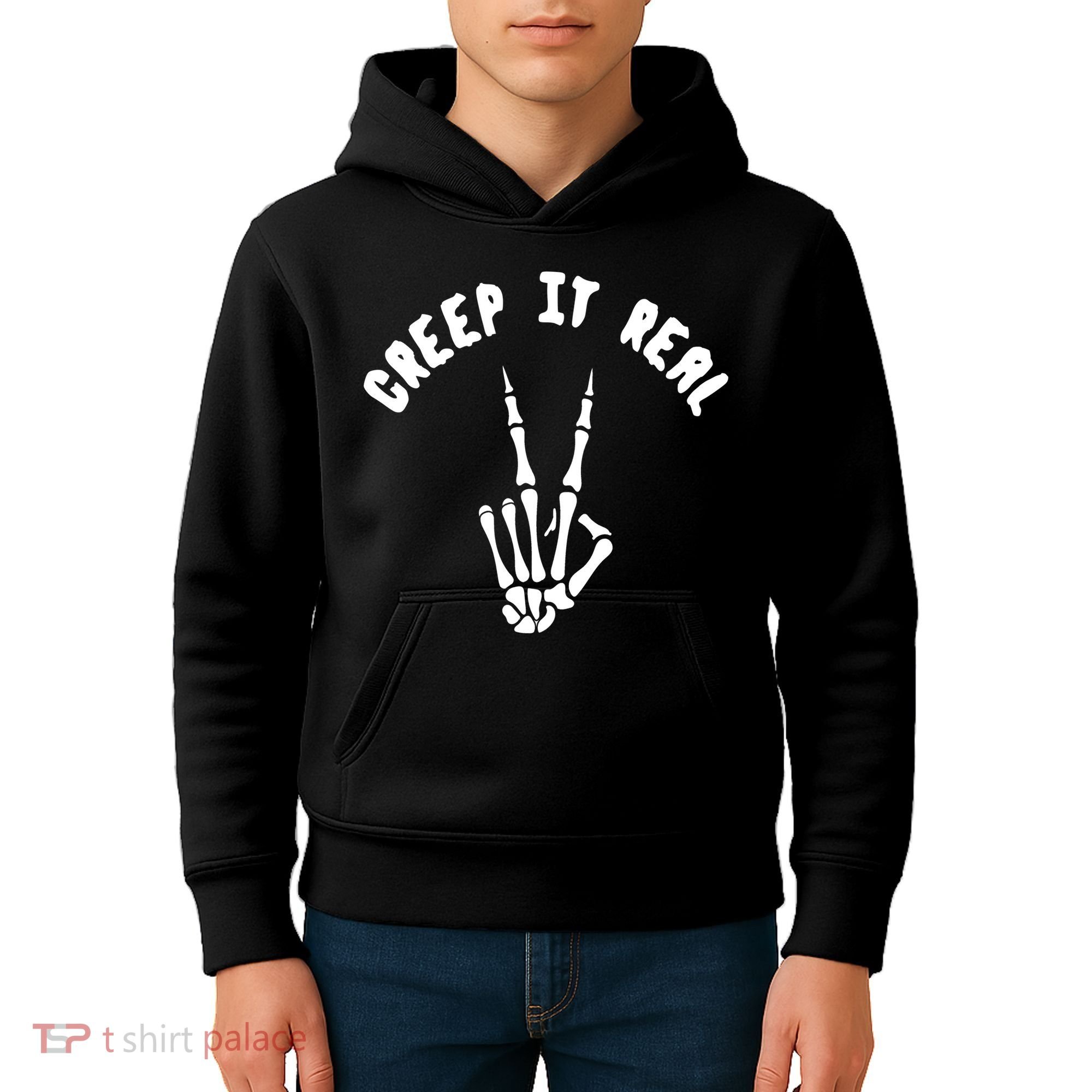 Creep It Real Skeleton Hand Funny Halloween  Kids Hoodie