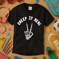 Creep It Real Skeleton Hand Funny Halloween  Kids T-Shirt thumb 3