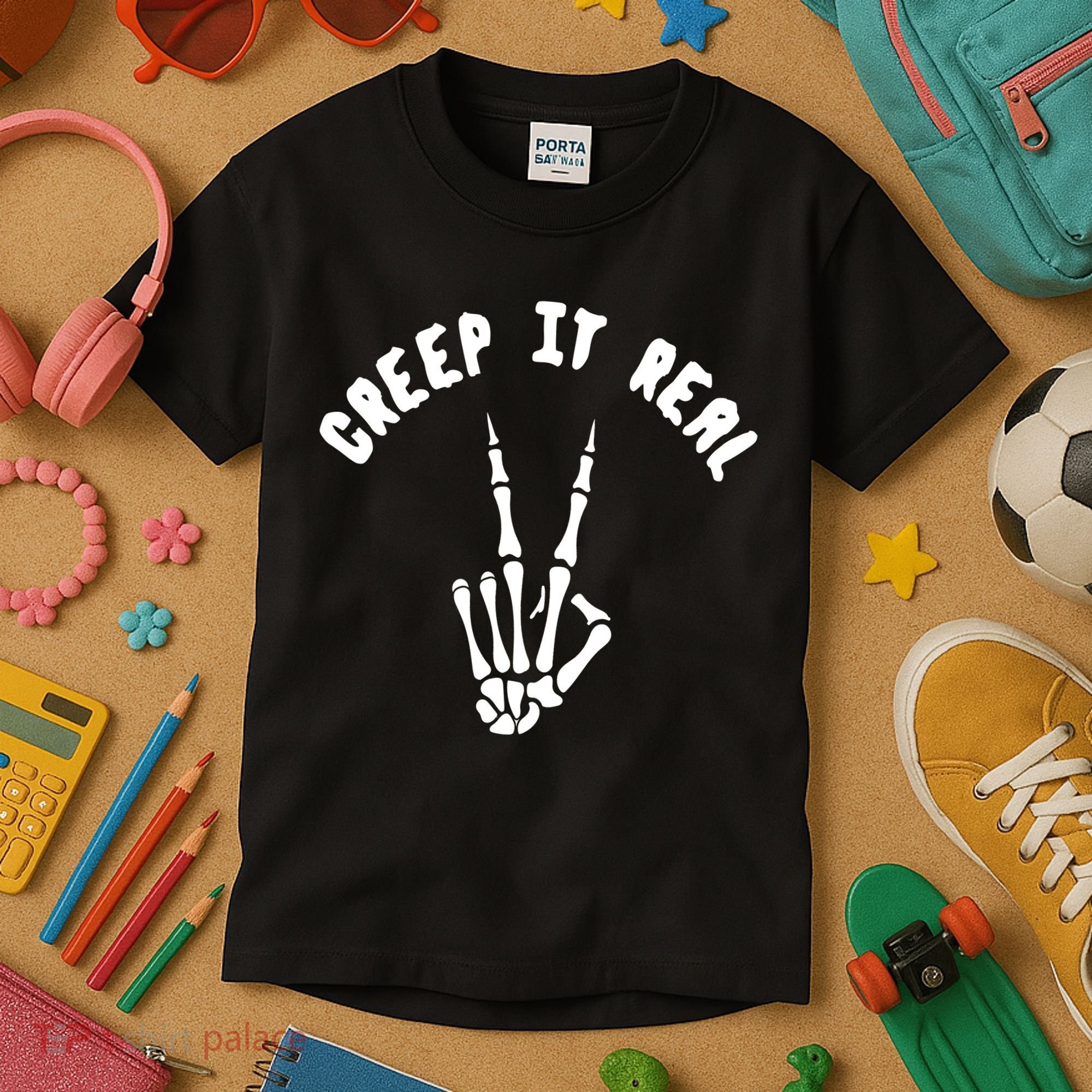 Creep It Real Skeleton Hand Funny Halloween  Kids T-Shirt