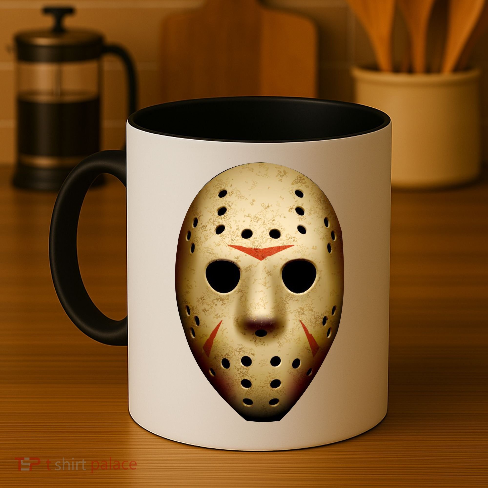 Creepy Goalie Hockey Halloween Mask Coffee Mug
