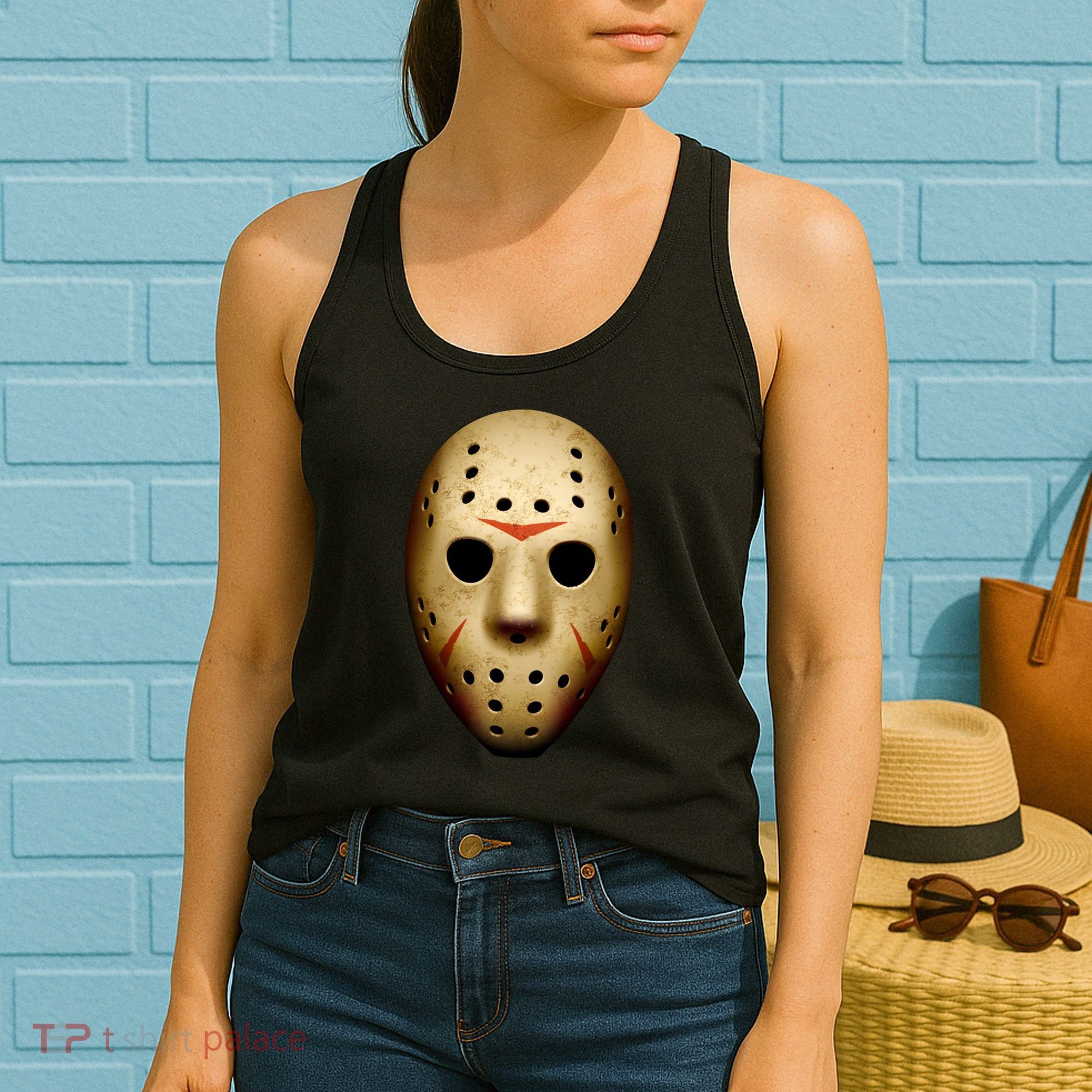 Creepy Goalie Hockey Halloween Mask Women's Tank Top