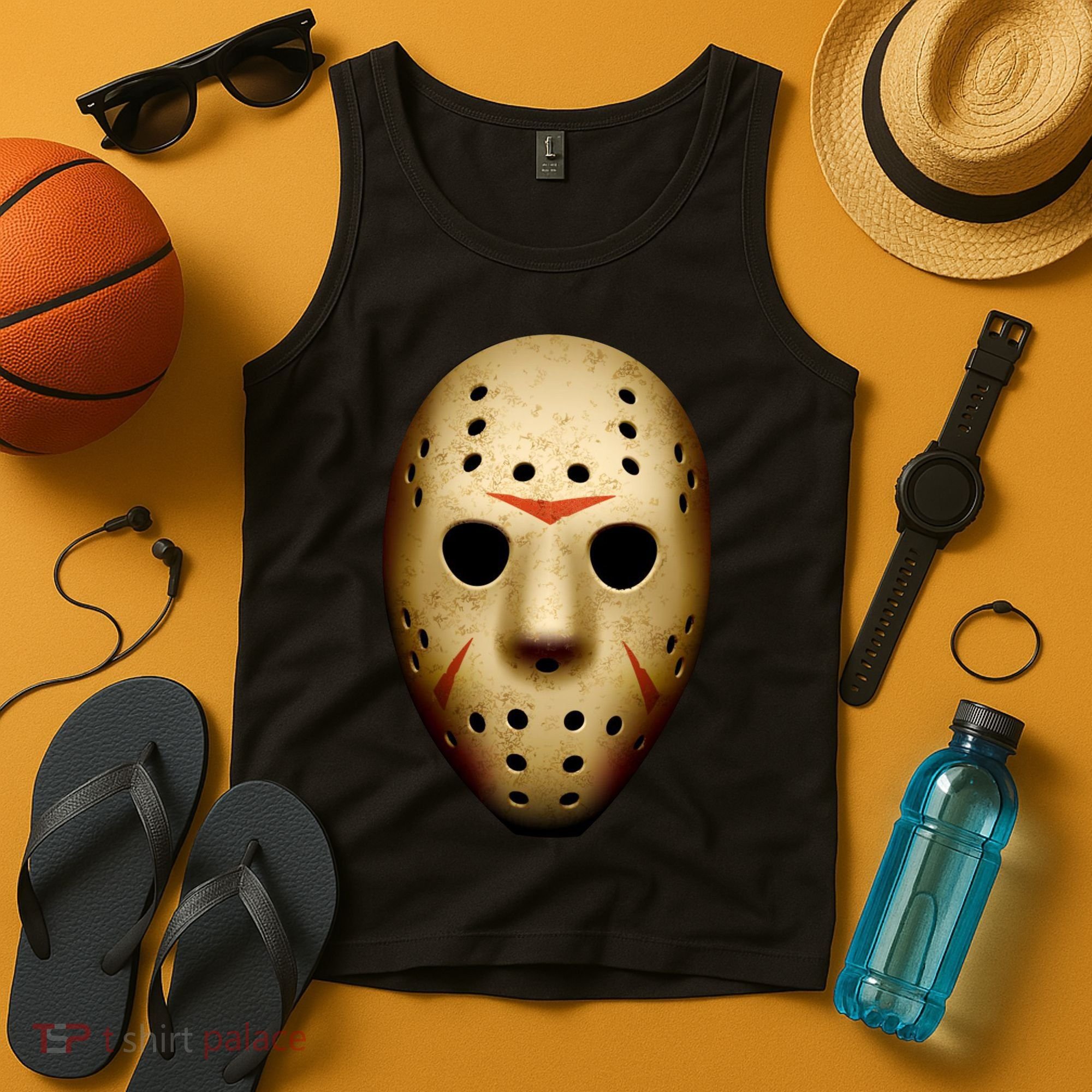 Creepy Goalie Hockey Halloween Mask Tank Top