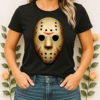 Creepy Goalie Hockey Halloween Mask Women's T-Shirt thumb 2