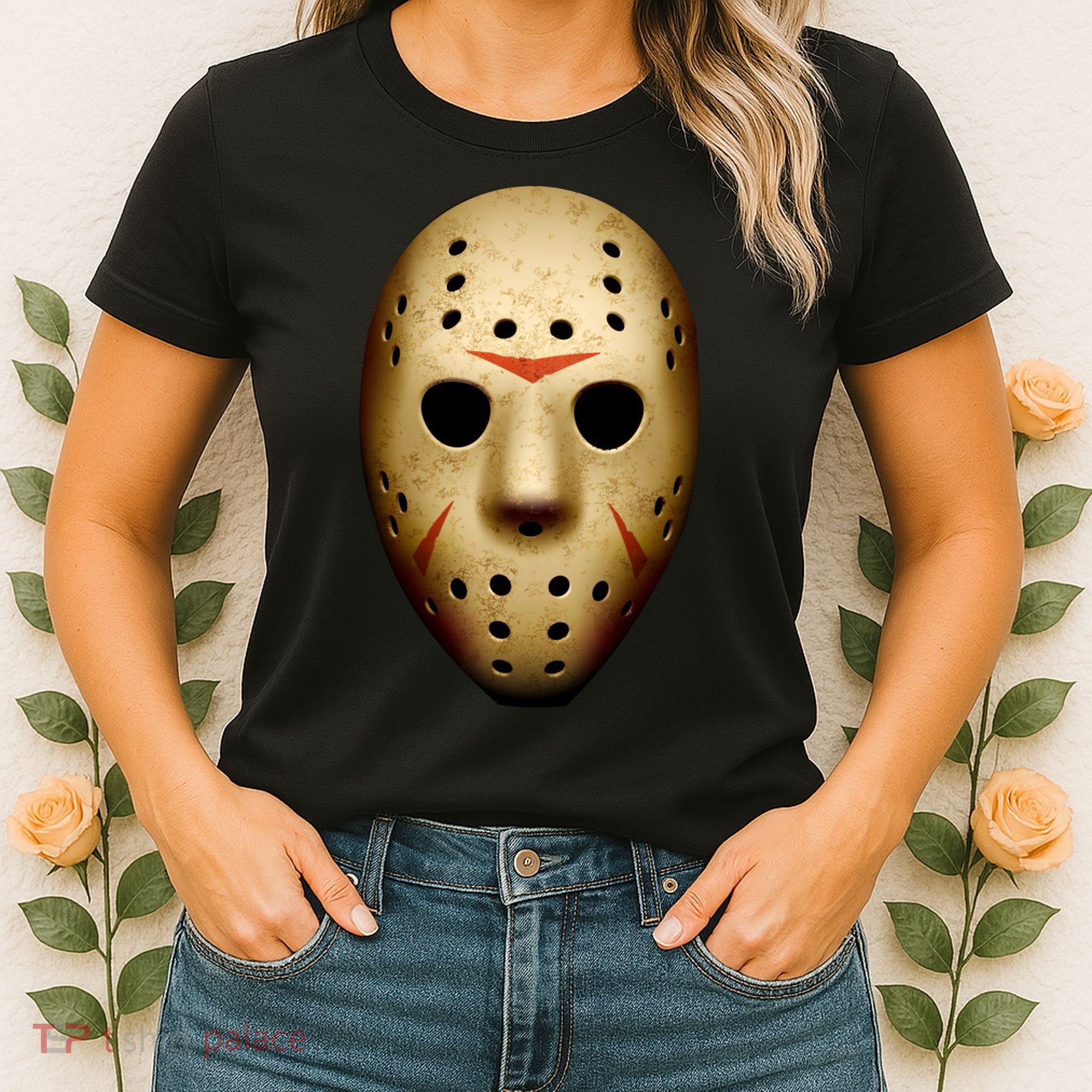 Creepy Goalie Hockey Halloween Mask Women's T-Shirt