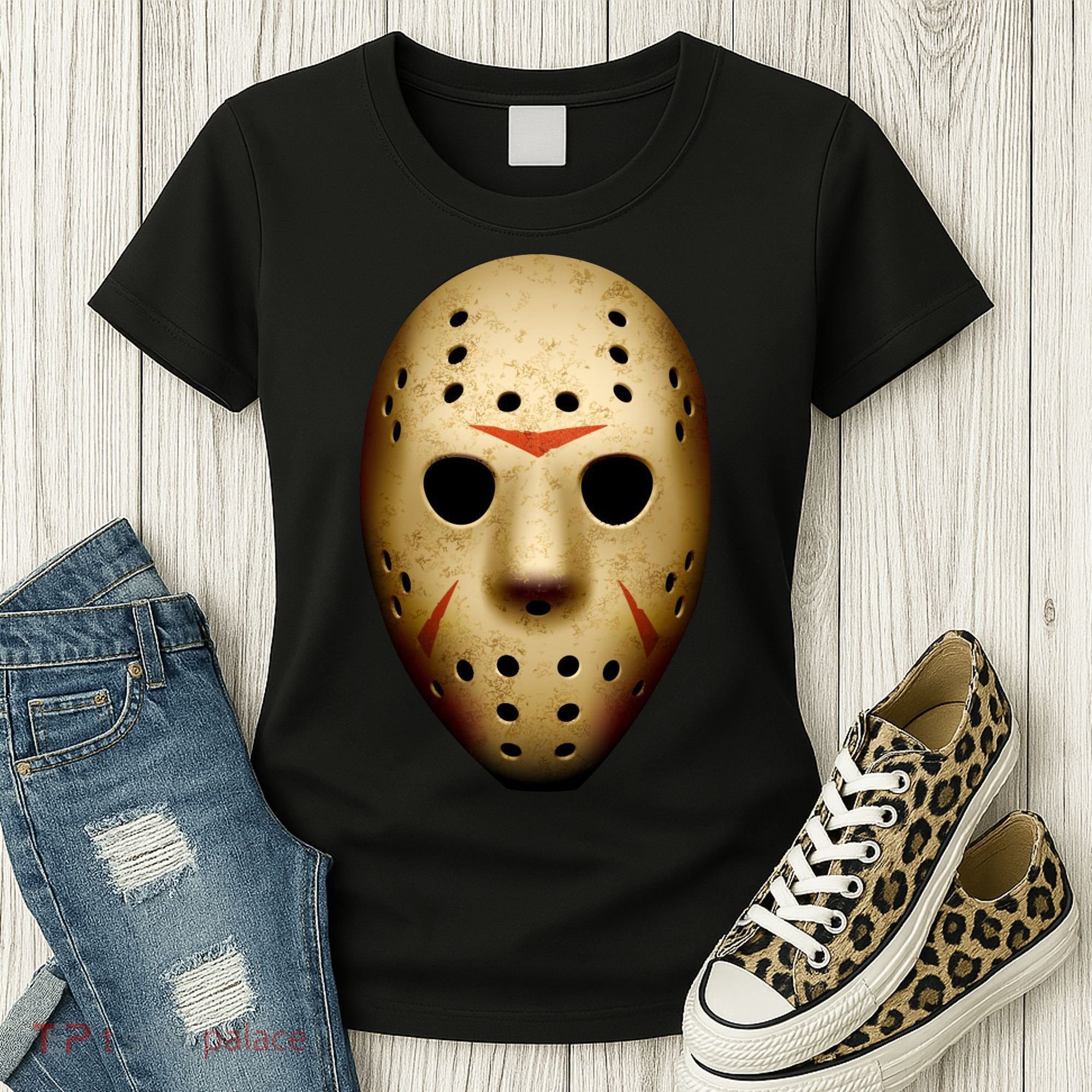 Creepy Goalie Hockey Halloween Mask Women's T-Shirt