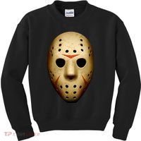 Creepy Goalie Hockey Halloween Mask Kids Sweatshirt thumb 0