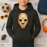 Creepy Goalie Hockey Halloween Mask Kids Hoodie thumb 2