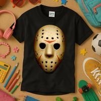 Creepy Goalie Hockey Halloween Mask Kids T-Shirt thumb 3