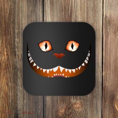 Creepy Halloween Cat Face Coaster