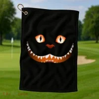 Creepy Halloween Cat Face Golf Towel thumb 1