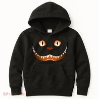 Creepy Halloween Cat Face Kids Hoodie thumb 0