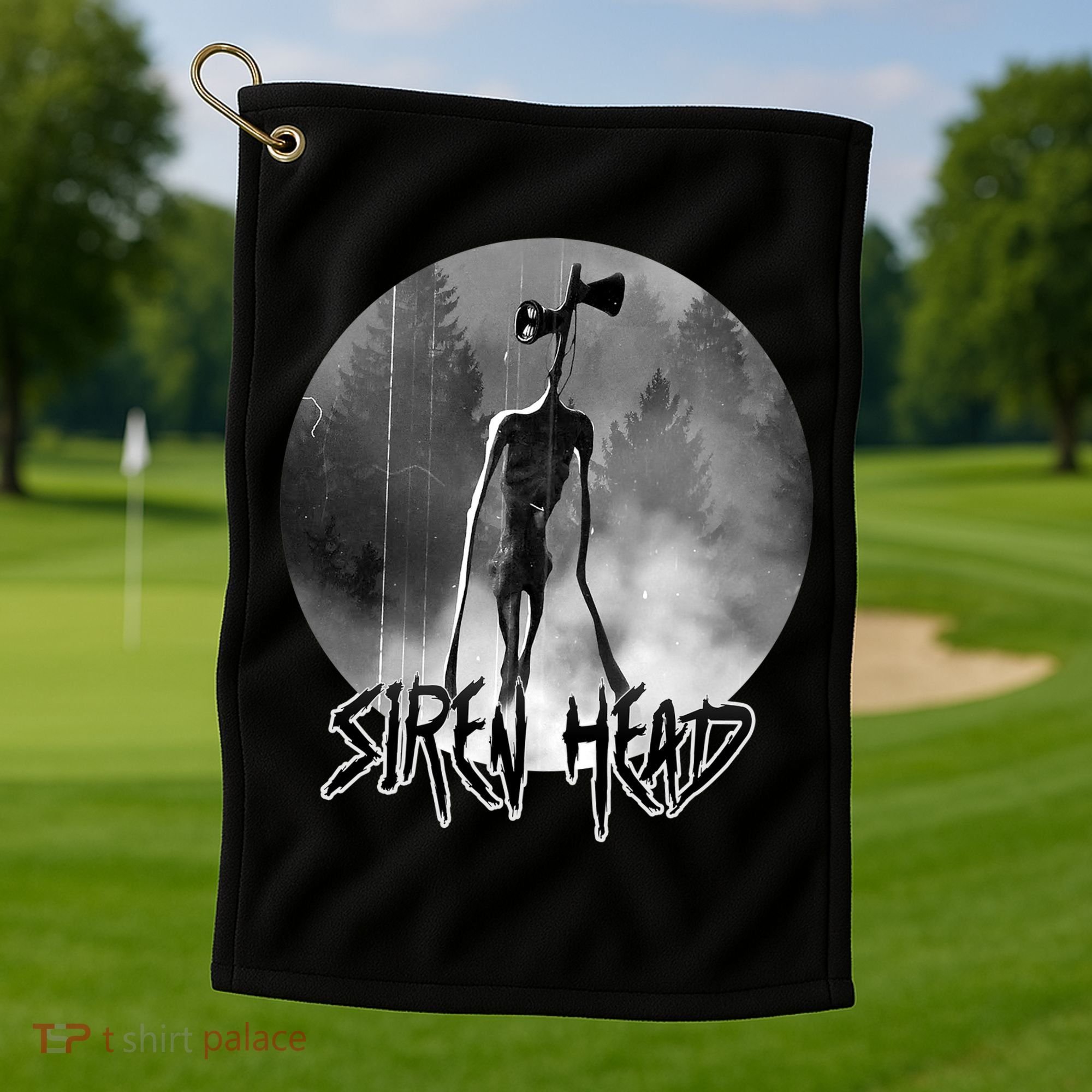 Creepy Siren Head Horror Golf Towel