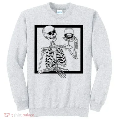 Creepy Skeleton Wine Sweatshirt