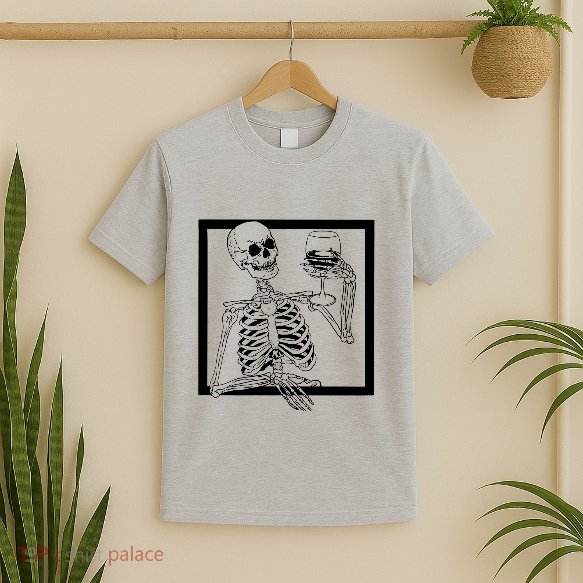 Creepy Skeleton Wine T-Shirt