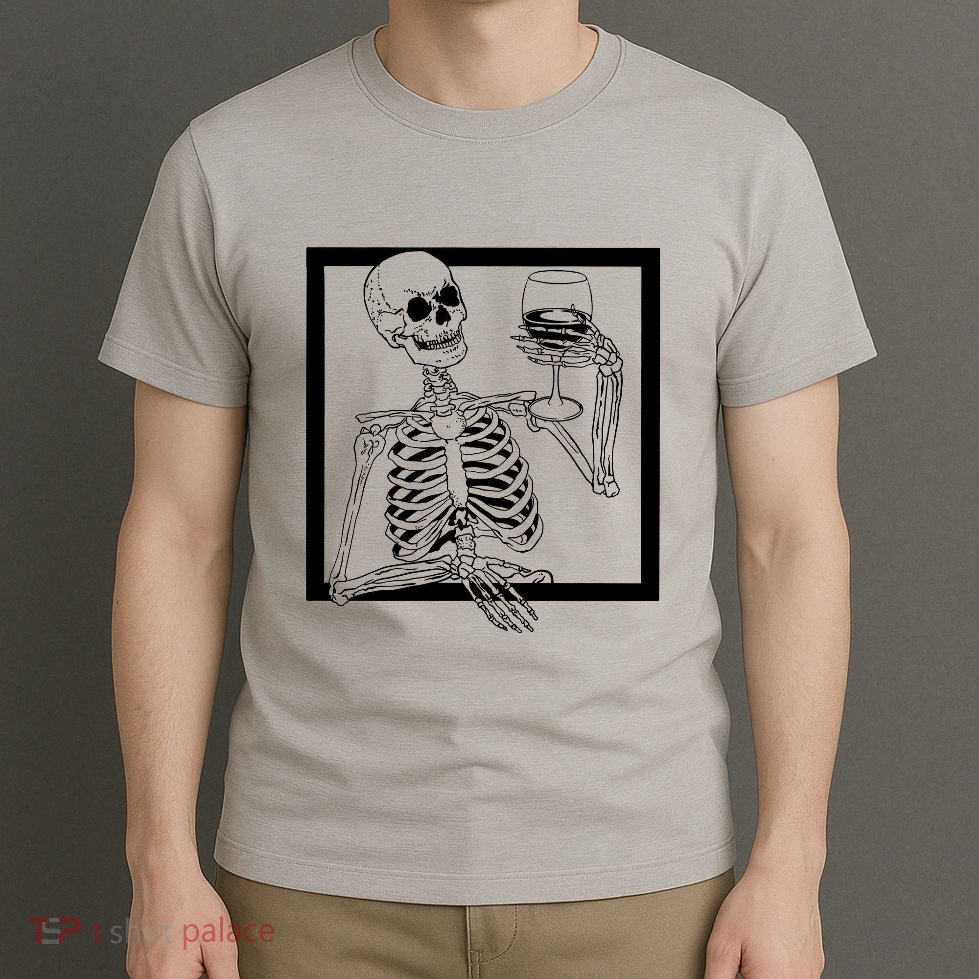 Creepy Skeleton Wine T-Shirt