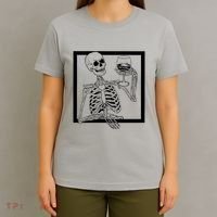 Creepy Skeleton Wine T-Shirt thumb 4