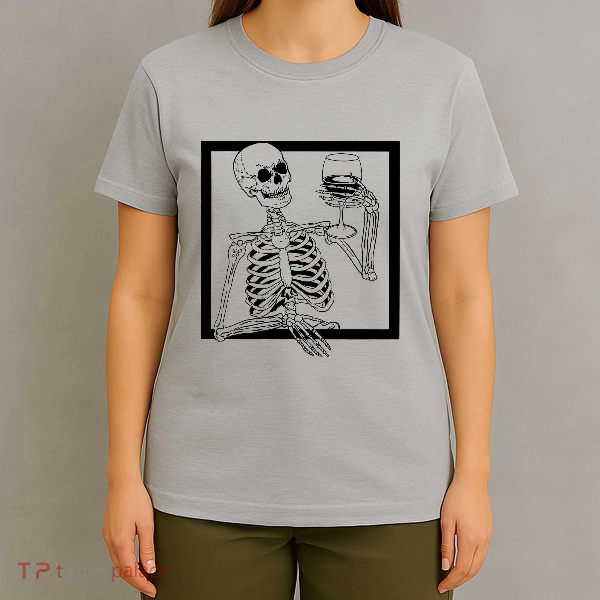 Creepy Skeleton Wine T-Shirt