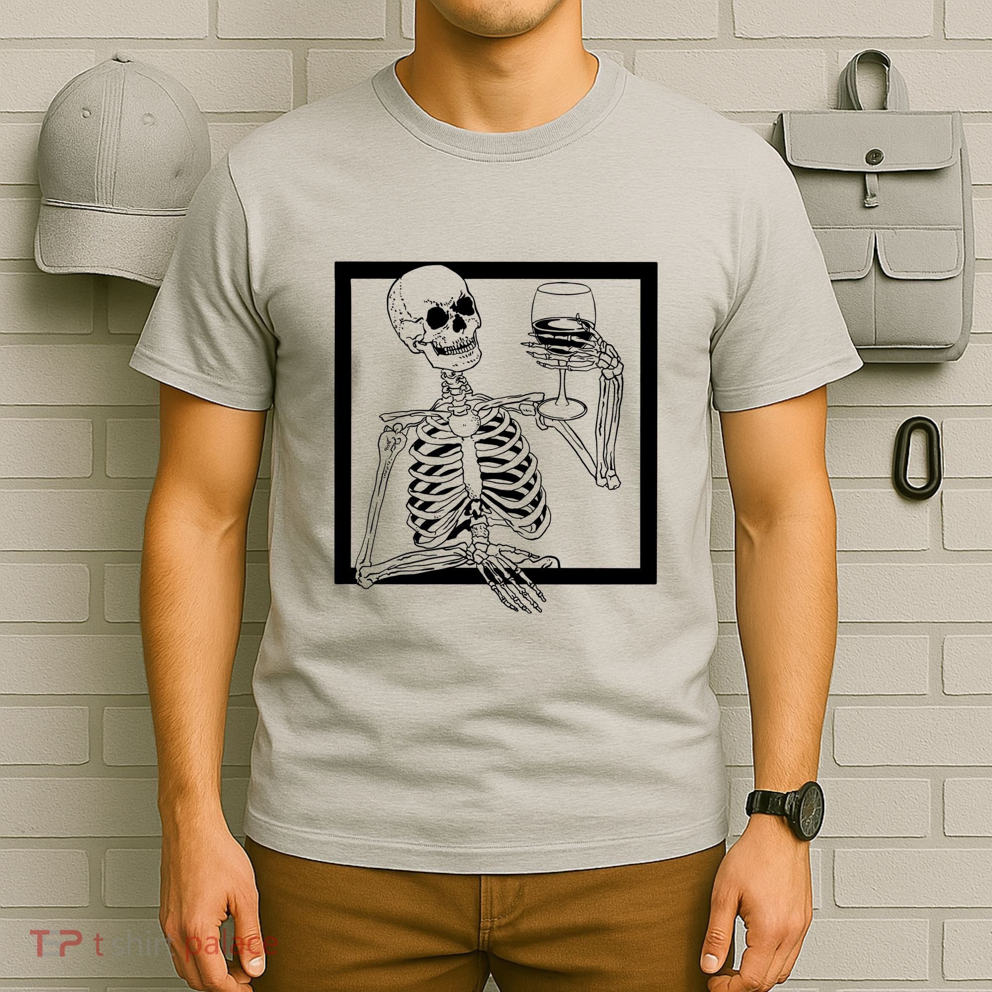 Creepy Skeleton Wine T-Shirt