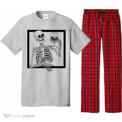 Creepy Skeleton Wine Pajama Set