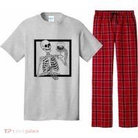 Creepy Skeleton Wine Pajama Set thumb 0