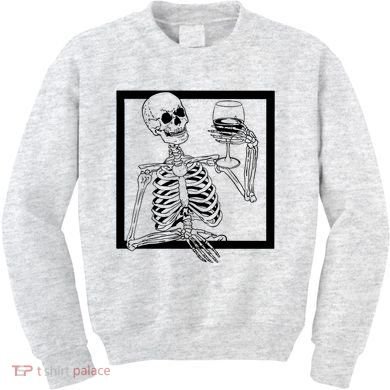 Creepy Skeleton Wine Kids Sweatshirt