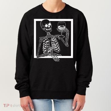 Creepy Skeleton Wine Women's Sweatshirt