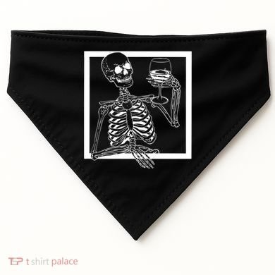 Creepy Skeleton Wine USA-Made Doggie Bandana