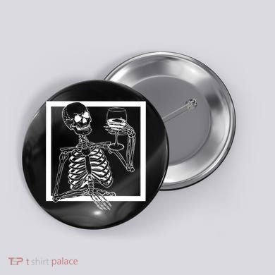 Creepy Skeleton Wine Button