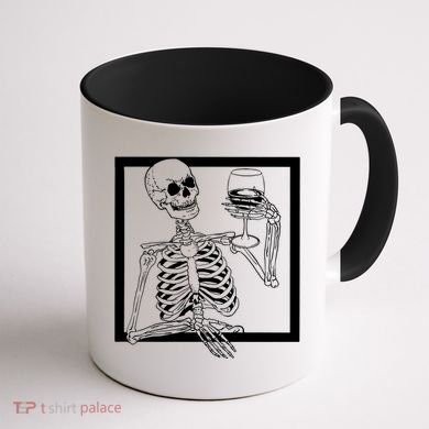 Creepy Skeleton Wine Coffee Mug back