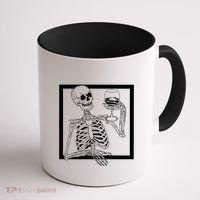 Creepy Skeleton Wine Coffee Mug thumb 1