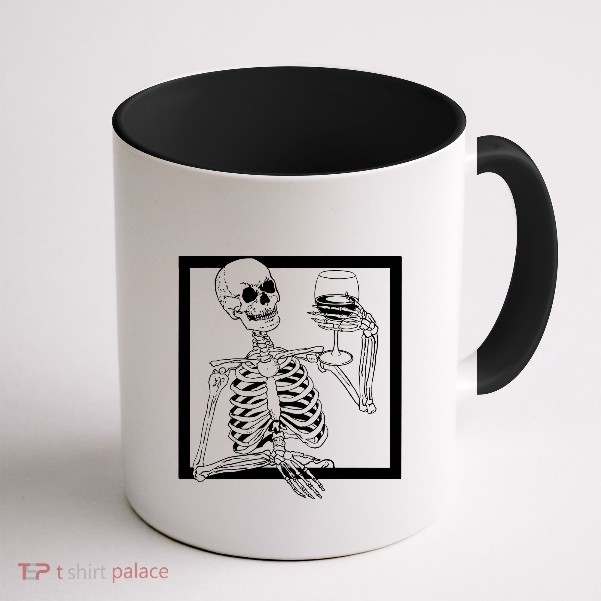 Creepy Skeleton Wine Coffee Mug