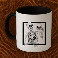 Creepy Skeleton Wine Coffee Mug thumb 2