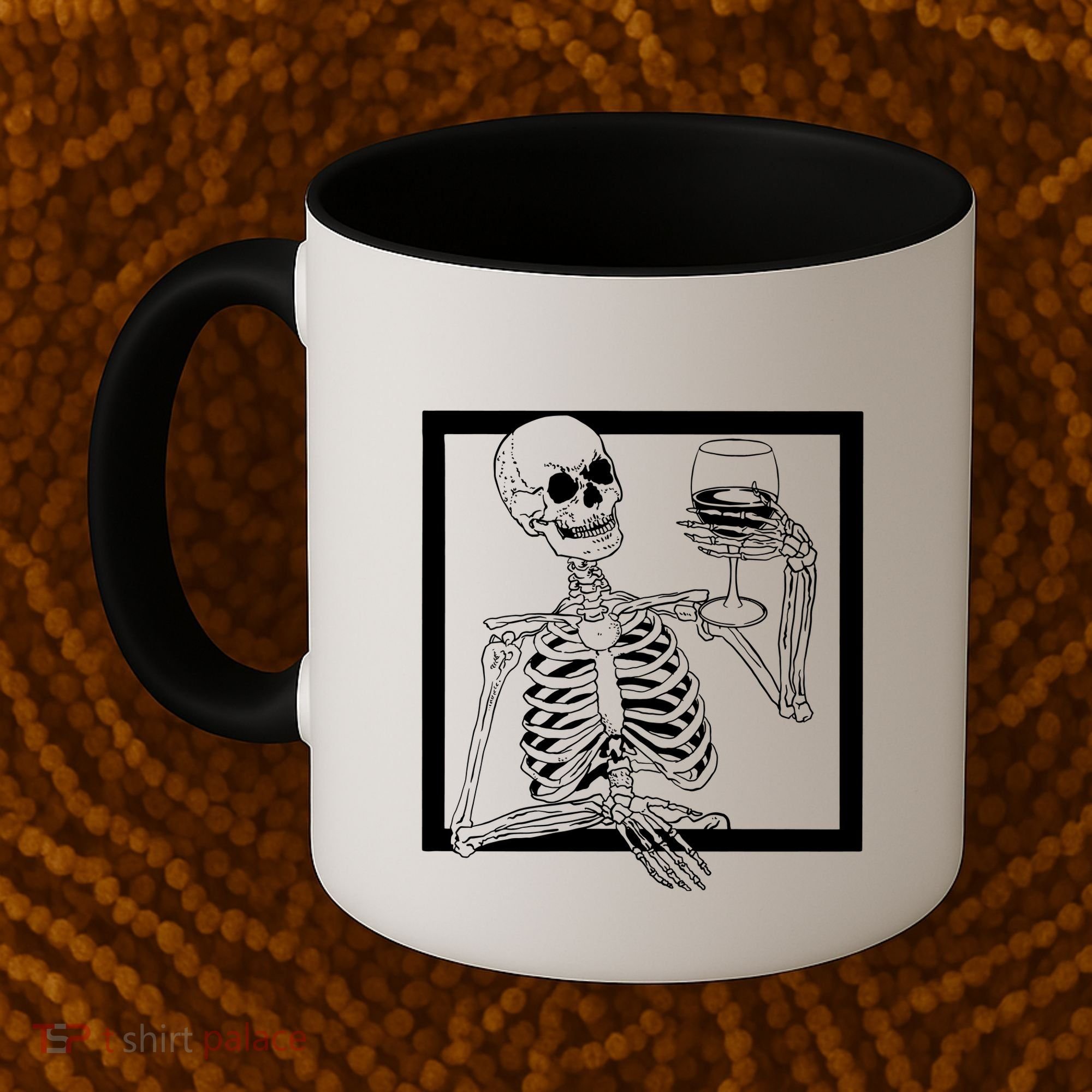 Creepy Skeleton Wine Coffee Mug