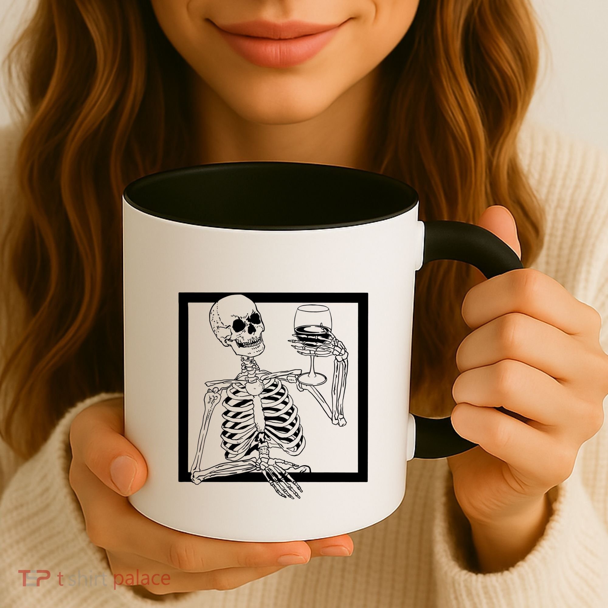Creepy Skeleton Wine Coffee Mug