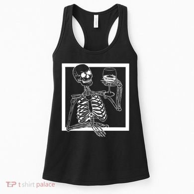 Creepy Skeleton Wine Women's Tank Top