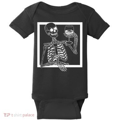 Creepy Skeleton Wine Baby Bodysuit