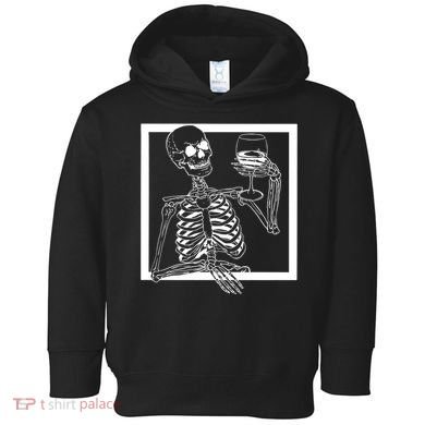 Creepy Skeleton Wine Toddler Hoodie